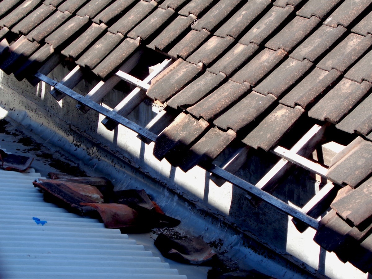 Close-up of a metal roof detail